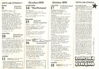 Schedule for the Arts Lab Cinema, October 1970.