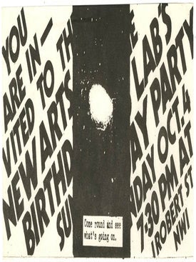 Item #40250 Original invite for the birthday party held at the New Arts Lab on October 4th, 1970...
