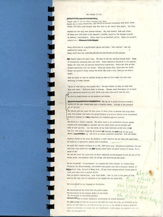 A group of documents relating to Free City, Heathcote Williams’s vision for a “New Jerusalem”, a commune of “high and happy people living in an atmosphere of spiritual, intellectual, emotional and sexual fluidity”, and the forerunner of the Republic of Frestonia.