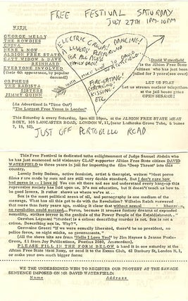 A group of documents relating to Albion Free State, Nicholas Albery and Heathcote Williams’s visionary concept of an alternative society.