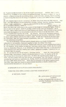A group of documents relating to Albion Free State, Nicholas Albery and Heathcote Williams’s visionary concept of an alternative society.