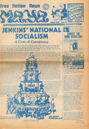 MAYA FREE NATION NEWS #1 & #3-7 (of seven issues published) + “The Movement of Movements”, a 6pp. foolscap mimeograph of Heathcote Williams’s uncredited lead article for the first issue, titled and annotated by him.