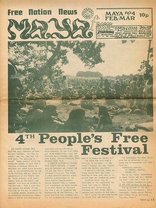 MAYA FREE NATION NEWS #1 & #3-7 (of seven issues published) + “The Movement of Movements”, a 6pp. foolscap mimeograph of Heathcote Williams’s uncredited lead article for the first issue, titled and annotated by him.