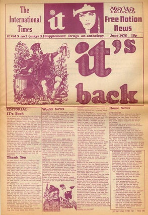MAYA FREE NATION NEWS #1 & #3-7 (of seven issues published) + “The Movement of Movements”, a 6pp. foolscap mimeograph of Heathcote Williams’s uncredited lead article for the first issue, titled and annotated by him.