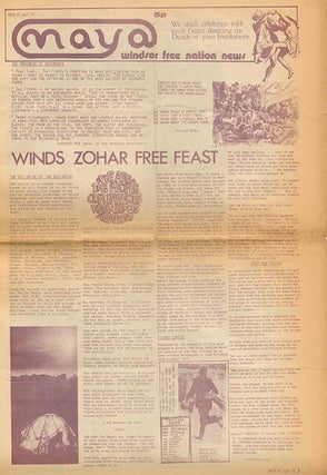 MAYA FREE NATION NEWS #1 & #3-7 (of seven issues published) + “The Movement of Movements”, a 6pp. foolscap mimeograph of Heathcote Williams’s uncredited lead article for the first issue, titled and annotated by him.