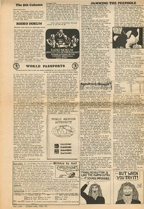 MAYA FREE NATION NEWS #1 & #3-7 (of seven issues published) + “The Movement of Movements”, a 6pp. foolscap mimeograph of Heathcote Williams’s uncredited lead article for the first issue, titled and annotated by him.