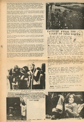 MAYA FREE NATION NEWS #1 & #3-7 (of seven issues published) + “The Movement of Movements”, a 6pp. foolscap mimeograph of Heathcote Williams’s uncredited lead article for the first issue, titled and annotated by him.
