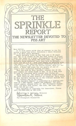 The Sprinkle Report - The Newsletter Devoted to Piss Art Vol. 1, #4 (NYC: ‘The Filangieri Foundation’ and the R. Mutt Press, nd. [c. 1982]).