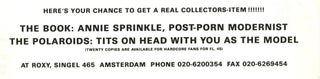 A group of items relating to “Post Porn Modernist”, a one-woman show written and performed by Annie Sprinkle, originally directed by Emilio Cubiero and later by Willem de Ridder, some of them signed or inscribed by her, c. 1989-1992.