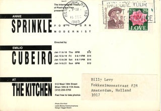 A group of items relating to “Post Porn Modernist”, a one-woman show written and performed by Annie Sprinkle, originally directed by Emilio Cubiero and later by Willem de Ridder, some of them signed or inscribed by her, c. 1989-1992.