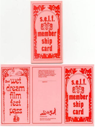 A group of printed documents and a rare brooch from the 2nd Wet Dream Film Festival, organised by the editorial board of Suck, m/c’d by Jim Haynes and held in Amsterdam between October 21st-25th, 1971.