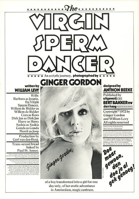 An original publicity poster for “The Virgin Sperm Dancer”, reproducing the title. SUCK.