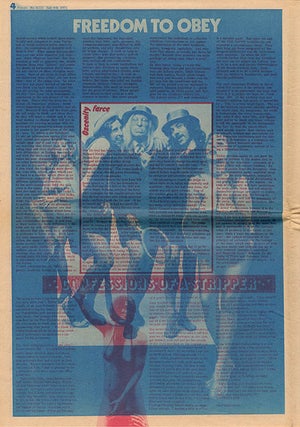 A bundle of twenty contemporary cuttings from the broadsheet and tabloid press featuring coverage of, and reaction to, the Oz trial, together with three underground papers, Frendz #5 (July 8th, 1971), Ink #15 (August 7th, 1971), and Frendz #8 (August 19th, 1971), all with front cover features devoted to the trial.