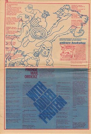 A bundle of twenty contemporary cuttings from the broadsheet and tabloid press featuring coverage of, and reaction to, the Oz trial, together with three underground papers, Frendz #5 (July 8th, 1971), Ink #15 (August 7th, 1971), and Frendz #8 (August 19th, 1971), all with front cover features devoted to the trial.