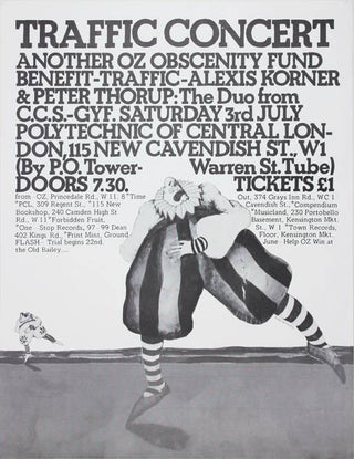 Item #40381 A poster announcing an Oz obscenity trial fundraiser concert at the Polytechnic of...