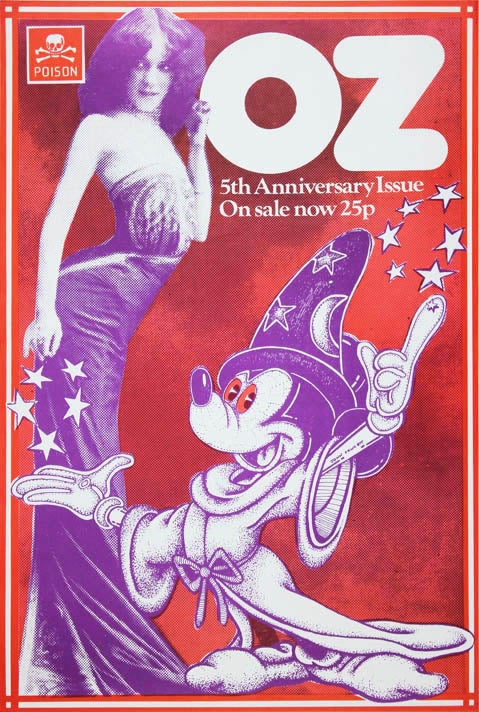 Item #40395 A poster announcing Oz magazine’s fifth anniversary issue, February 1972 (Oz #40) - “On sale now 25p”. OZ 5th ANNIVERSARY.