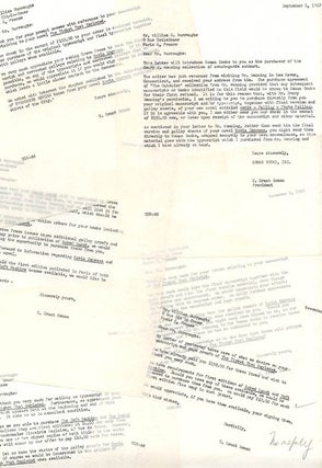 A collection of correspondence with booksellers Henry W. Wenning, Ulysses Grant Roman and James Roman, c. July 1961-December 1965, together with the landmark book catalogue, The ‘Outsiders’, published by Roman Books of Fort Lauderdale, Florida.