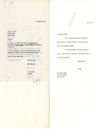 A collection of correspondence with booksellers Henry W. Wenning, Ulysses Grant Roman and James Roman, c. July 1961-December 1965, together with the landmark book catalogue, The &lsquo;Outsiders&rsquo;, published by Roman Books of Fort Lauderdale, Florida.