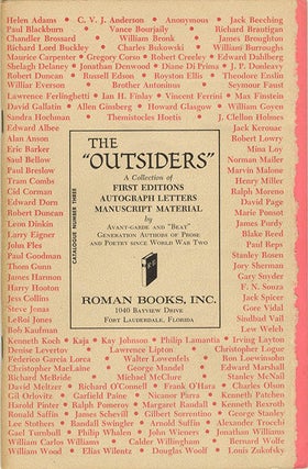 A collection of correspondence with booksellers Henry W. Wenning, Ulysses Grant Roman and James Roman, c. July 1961-December 1965, together with the landmark book catalogue, The ‘Outsiders’, published by Roman Books of Fort Lauderdale, Florida.