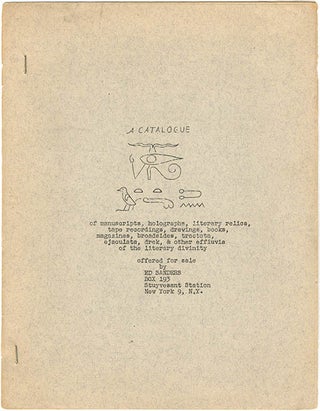 Item #40435 A Catalogue of manuscripts, holographs, literary relics, tape recordings, drawings,...