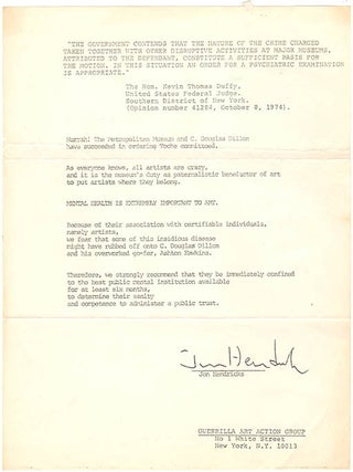 GUERRILLA ART ACTION GROUP (GAAG). Two handbills.