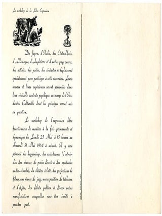 Programme du ‘Workshop de la Libre Expression’.
