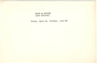 Item #40652 Original programme for the Salon de Refusés multi-media event held at the Ben Shahn...