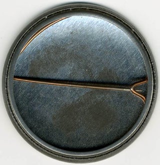 An original badge printing the Ramones’ catchphrase “Gabba Gabba Hey” and the band’s name (1977).