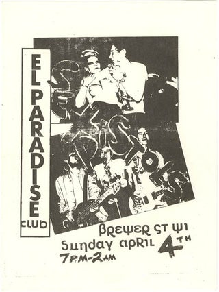 Item #40723 An original Sex Pistols b/w flyer designed by Nils Stevenson and Helen...