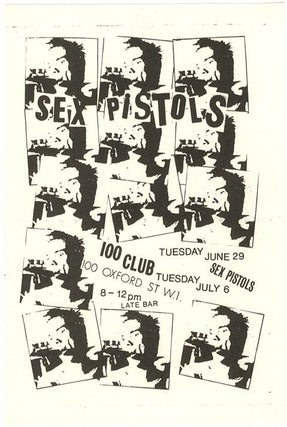 Item #40724 An original Sex Pistols b/w flyer designed by Jamie Reid and printed by him in...