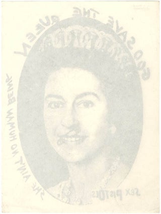 An original ‘God Save The Queen’ sticker (this one nonadhesive), c. March 1977.