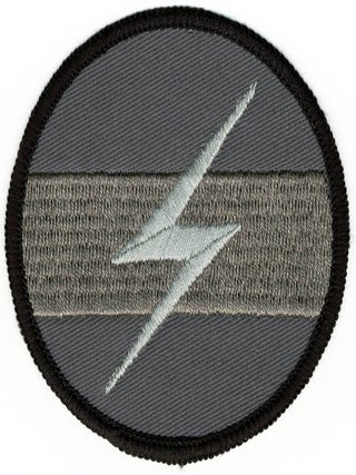 A group of four original TG badges and an original TG flash patch.