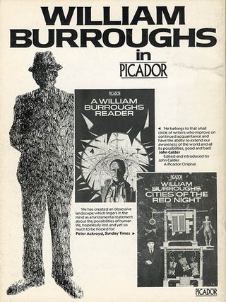 A collection of items produced for The Final Academy series of performances and events celebrating the life and work of William Burroughs, staged at various venues in the UK during September-October 1982, including the original Neville Brody-designed poster for the dates at the Ritzy Cinema in Brixton.