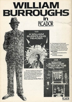 A collection of items produced for The Final Academy series of performances and events celebrating the life and work of William Burroughs, staged at various venues in the UK during September-October 1982, including the original Neville Brody-designed poster for the dates at the Ritzy Cinema in Brixton.