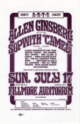 Item #40831 Original handbill designed by Wes Wilson announcing Allen Ginsberg reading with...