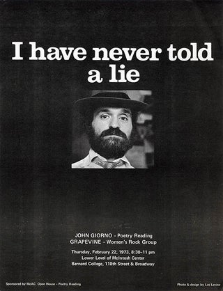 Item #40854 I Have Never Told A Lie. John GIORNO