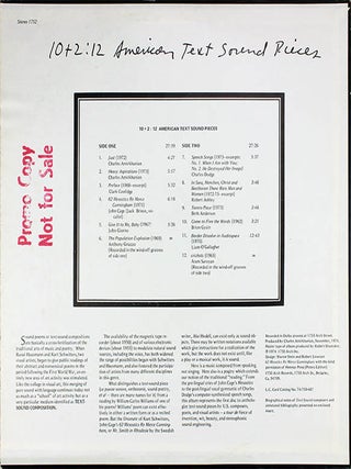 10 + 2: 12 AMERICAN TEXT SOUND PIECES.