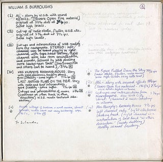 Two open reel tapes featuring approximately 100 minutes of recordings made by William Burroughs in Tangier, New York and London c. 1964/1965/1972.