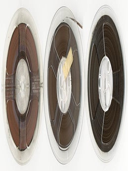 Three open reel tapes, including recordings of William Burroughs reading “Burroughs Called the Law”, “The Master of Time”, and other cut-up texts, probably recorded in Tangier, c. 1963, as well as street sounds recorded by him at 210 Centre Street, New York, in 1965.