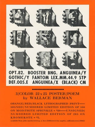 Item #40940 3/Color 22 x 25 Poster/Poem by Wallace Berman. Wallace BERMAN