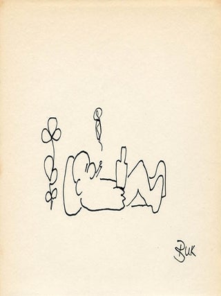 Item #40968 Untitled (Man Smoking/Lying Down with Bottle of Booze). Charles BUKOWSKI