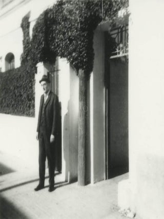 Twelve b/w negatives on two strips, together with recently made contact print sheets, featuring snapshots of William Burroughs in Tangier, c. 1963/64, some of them also including Brion Gysin and Targuisti.