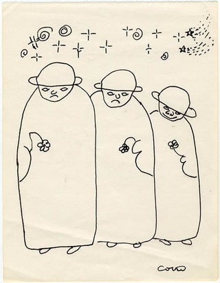 A group of four signed ink drawings from the artist’s “Saturn Family” series.