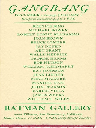 Item #41171 Announcement card for the Batman Gallery’s second exhibition, a group show that ran...