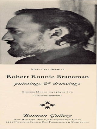 Item #41173 Announcement card for Robert Branaman’s one-man show at the Batman Gallery, March...