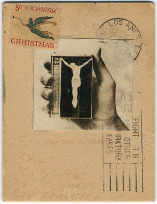Item #41178 Mail art card sent to Shig Murao at City Lights, San Francisco, postmarked Los...