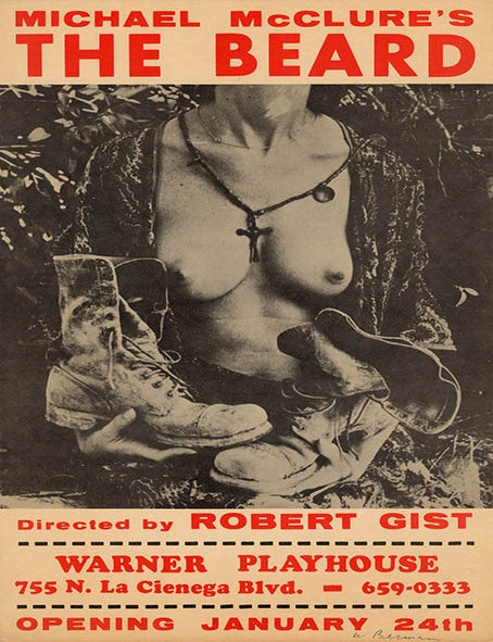 An original poster for the first LA production of &ldquo;The Beard&rdquo;, Warner Playhouse, 755 N. Michael McCLURE, Wallace BERMAN.