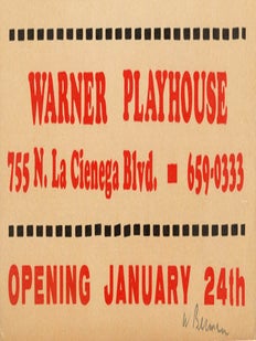 An original poster for the first LA production of &ldquo;The Beard&rdquo;, Warner Playhouse, 755 N. Cienega Blvd., January 24, 1968.