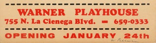 An original poster for the first LA production of “The Beard”, Warner Playhouse, 755 N. Cienega Blvd., January 24, 1968.