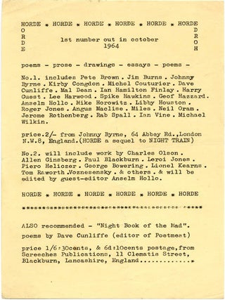 HORDE 1 (all published). London: December 1964.